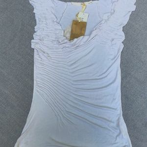 Gibson White Sleeveless Tank Pintucked Ruffled Sleeves Small